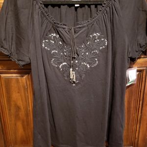 GONE NWT JM Collection peasant top Sz Lg